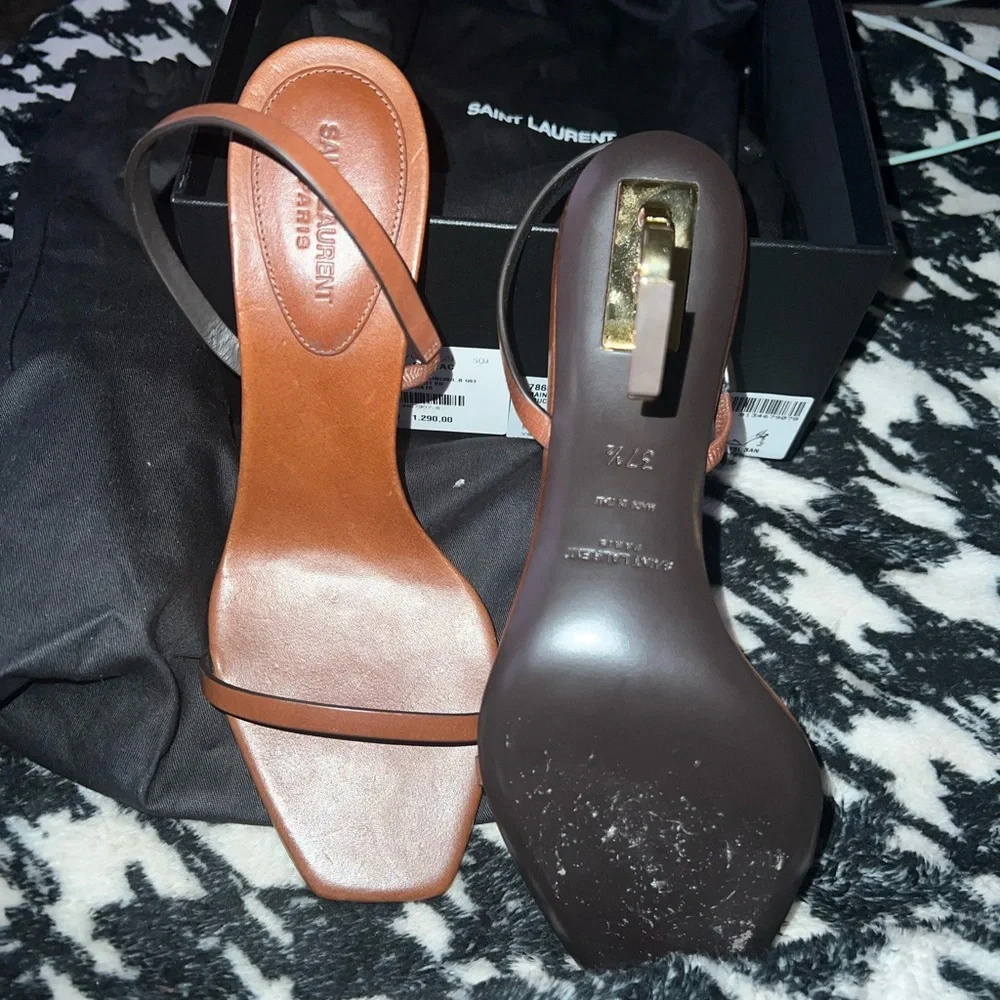 Saint Laurent
Opyum Leather YSL-Heel Slide Sandals - Picture 3 of 11